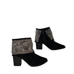 BEIRA RIO Black Faux Suede Boots Booties Silver Studs Size 38 US SIZE 9
